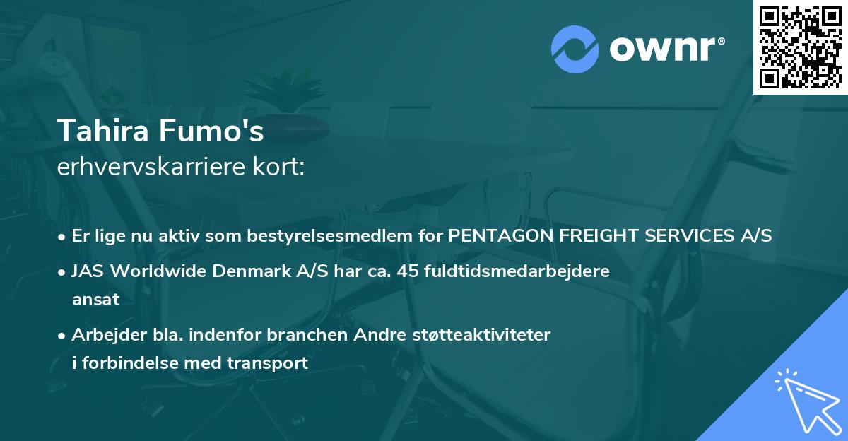 Tahira Fumo's erhvervskarriere kort