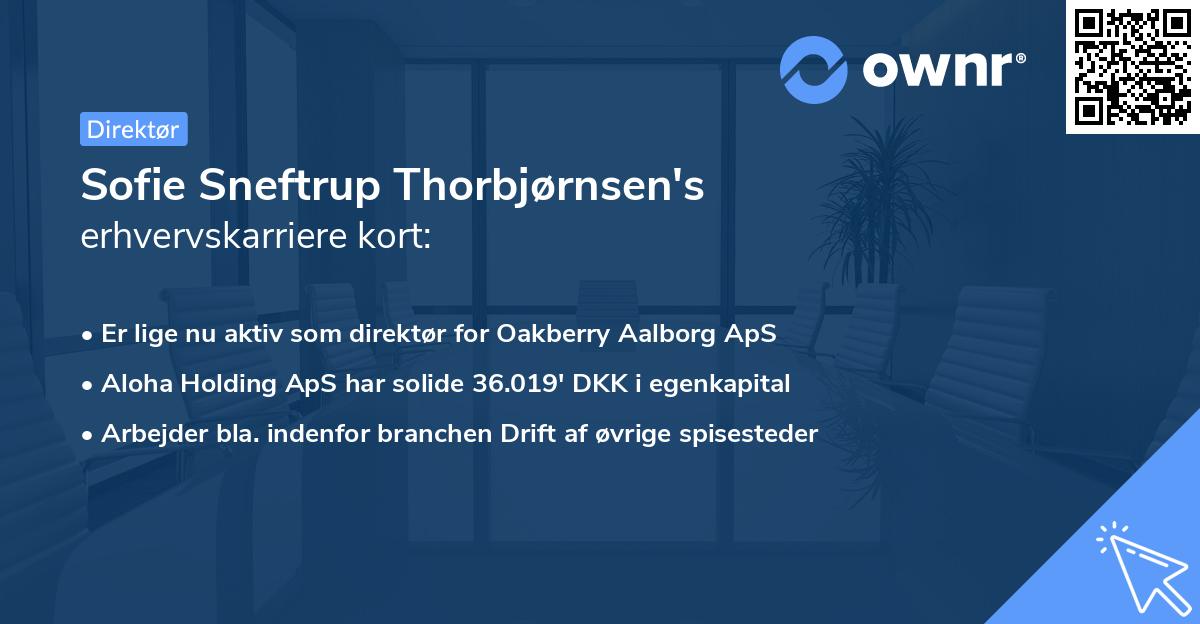 Sofie Sneftrup Thorbjørnsen's erhvervskarriere kort