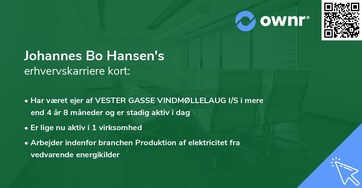 Johannes Bo Hansen's erhvervskarriere kort