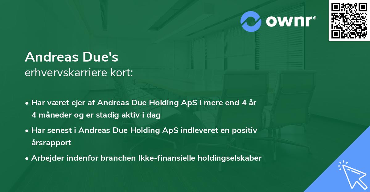 Andreas Due's erhvervskarriere kort