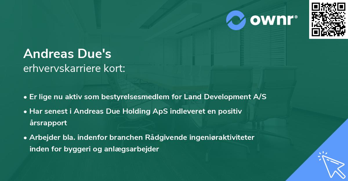 Andreas Due's erhvervskarriere kort