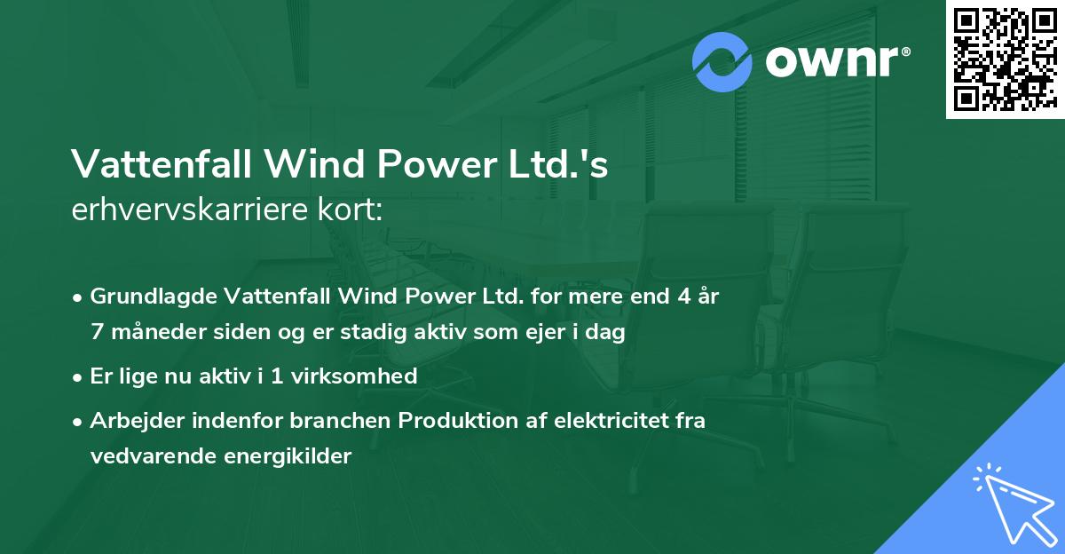 Vattenfall Wind Power Ltd.'s erhvervskarriere kort