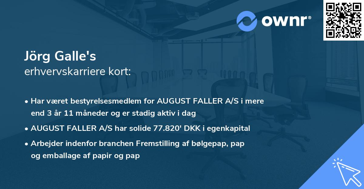 Jörg Galle's erhvervskarriere kort