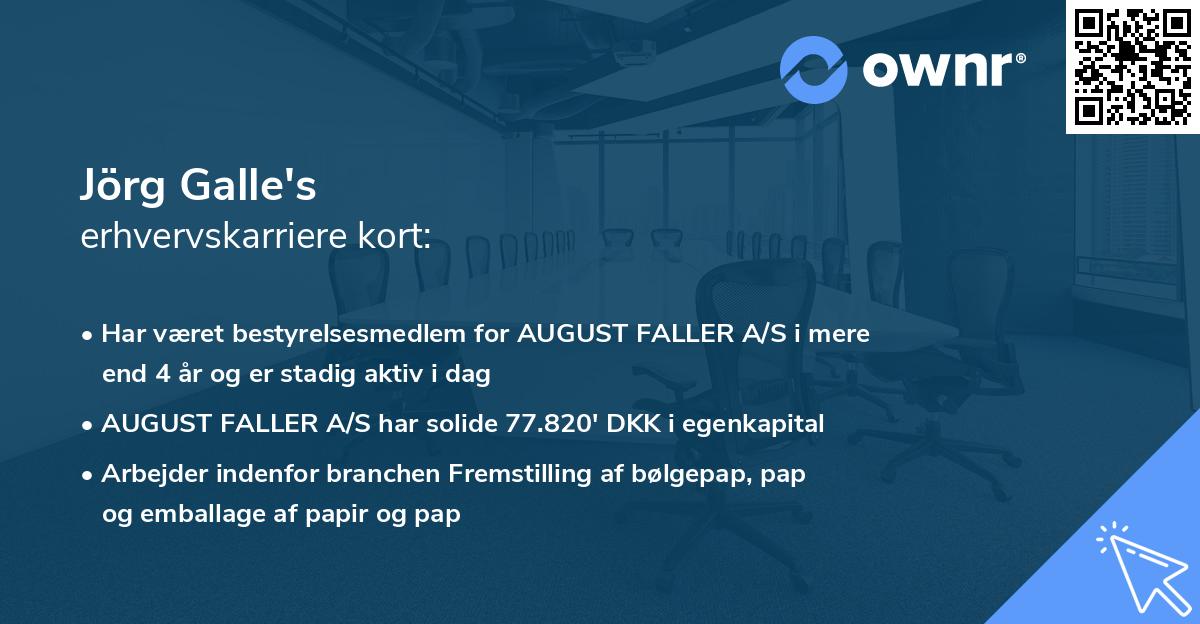 Jörg Galle's erhvervskarriere kort