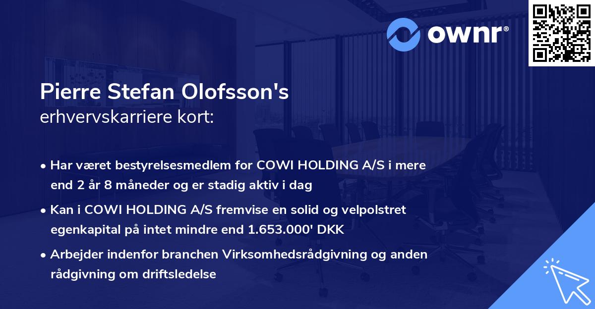 Pierre Stefan Olofsson's erhvervskarriere kort