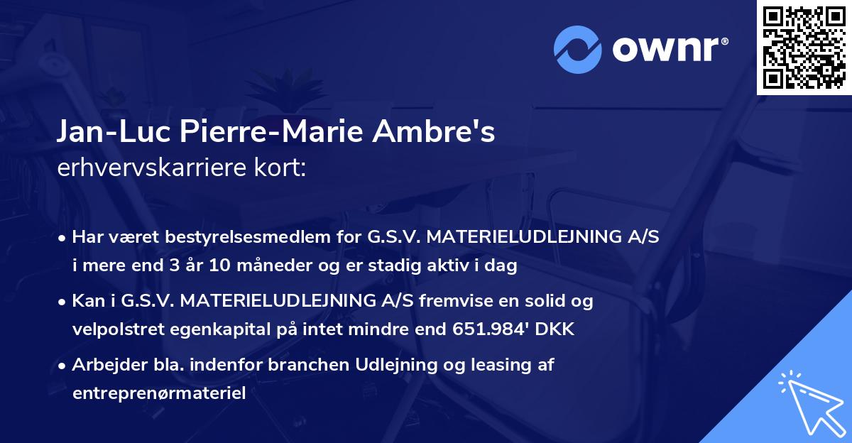 Jan-Luc Pierre-Marie Ambre's erhvervskarriere kort