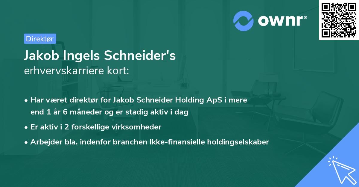 Jakob Ingels Schneider's erhvervskarriere kort