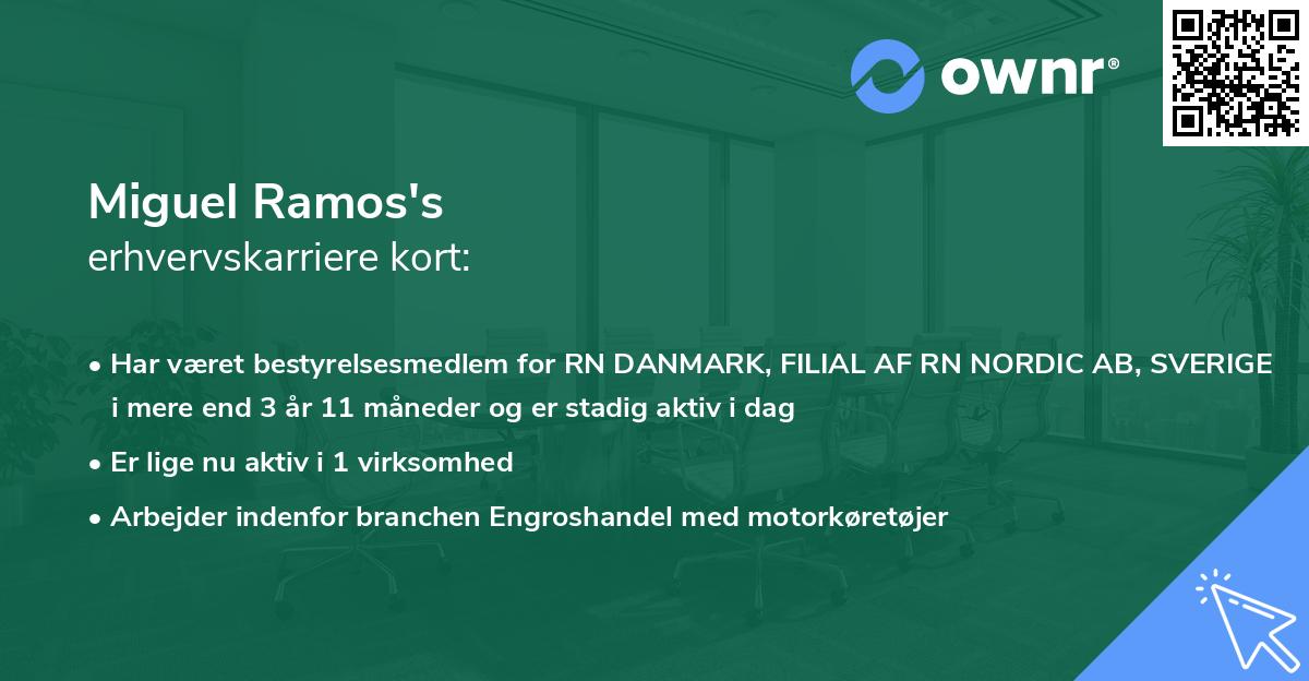 Miguel Ramos's erhvervskarriere kort