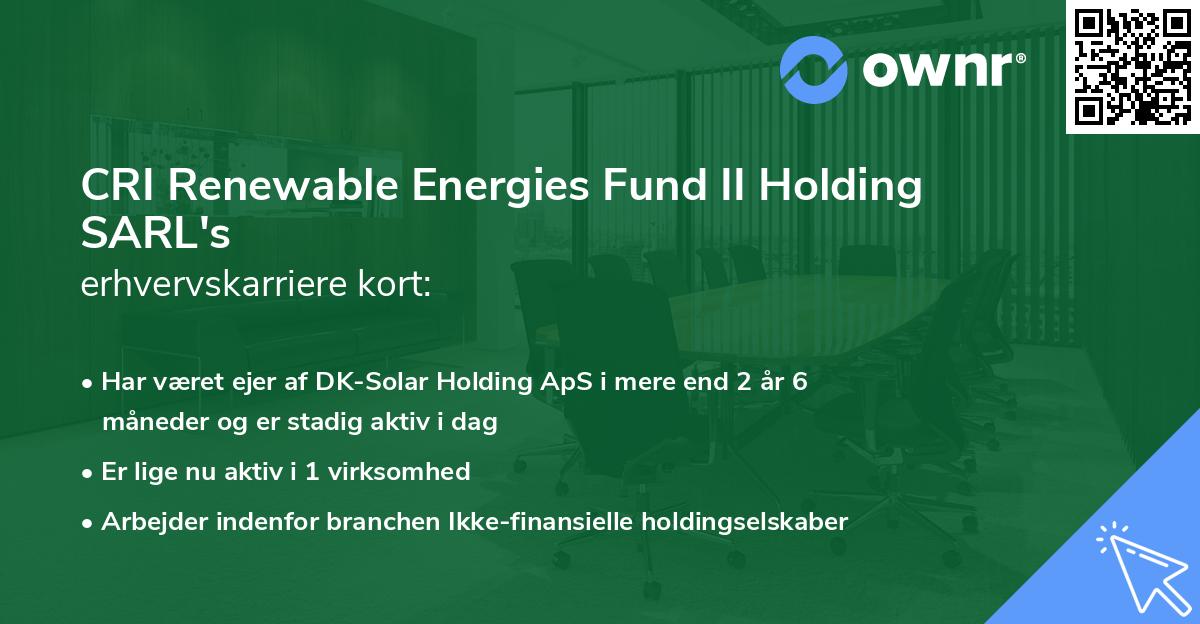 CRI Renewable Energies Fund II Holding SARL's erhvervskarriere kort