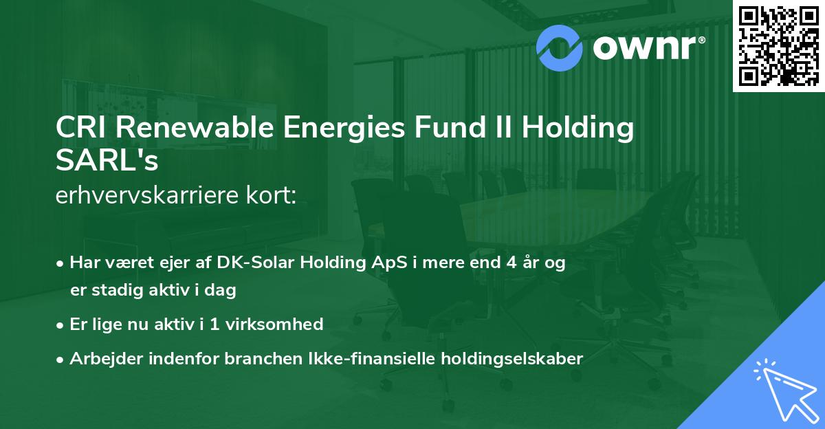 CRI Renewable Energies Fund II Holding SARL's erhvervskarriere kort