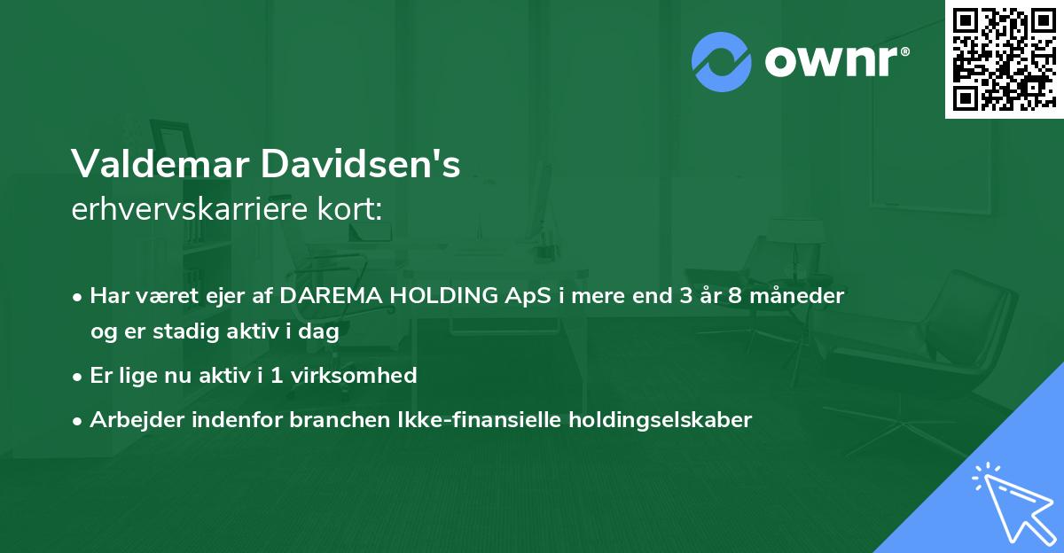 Valdemar Davidsen's erhvervskarriere kort