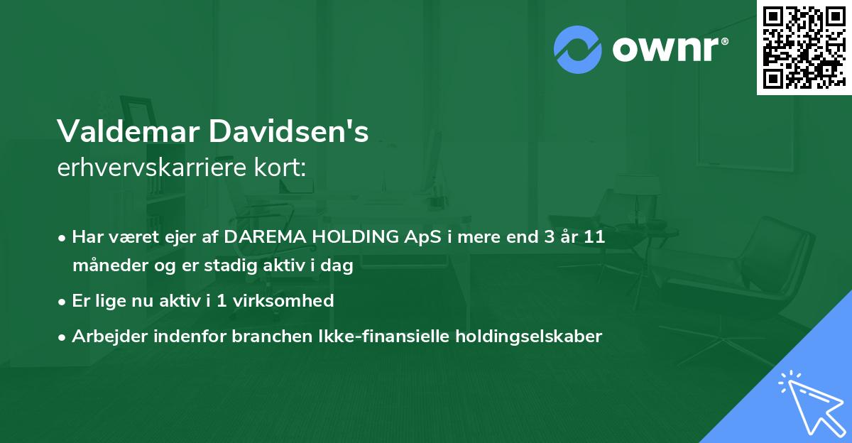 Valdemar Davidsen's erhvervskarriere kort