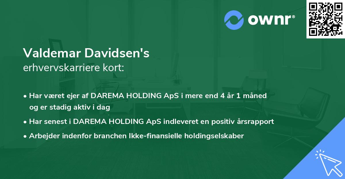 Valdemar Davidsen's erhvervskarriere kort