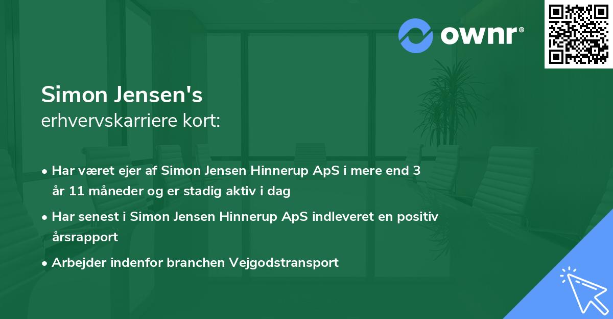 Simon Jensen's erhvervskarriere kort
