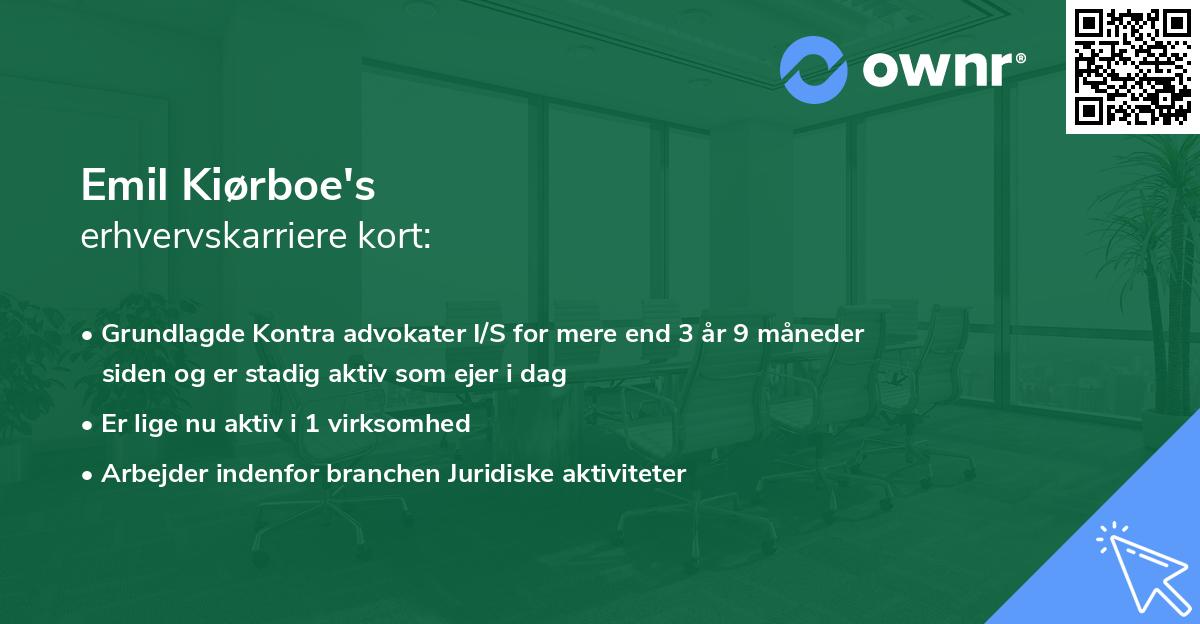 Emil Kiørboe's erhvervskarriere kort