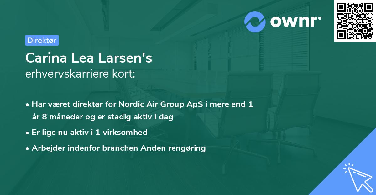 Carina Lea Larsen's erhvervskarriere kort