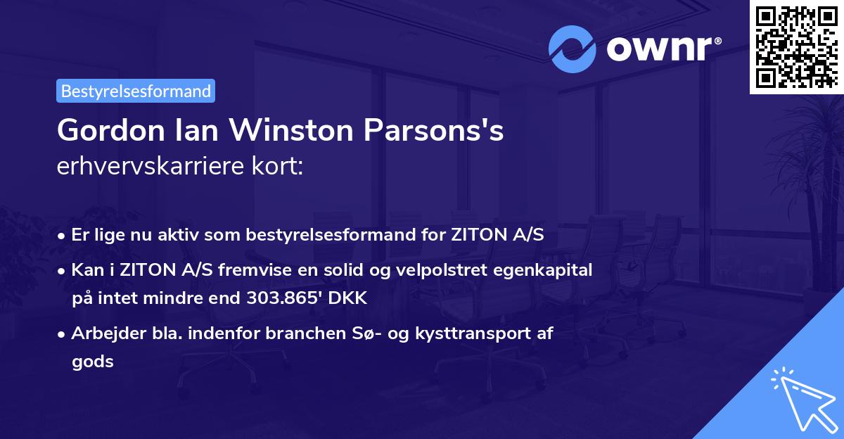 Gordon Ian Winston Parsons's erhvervskarriere kort