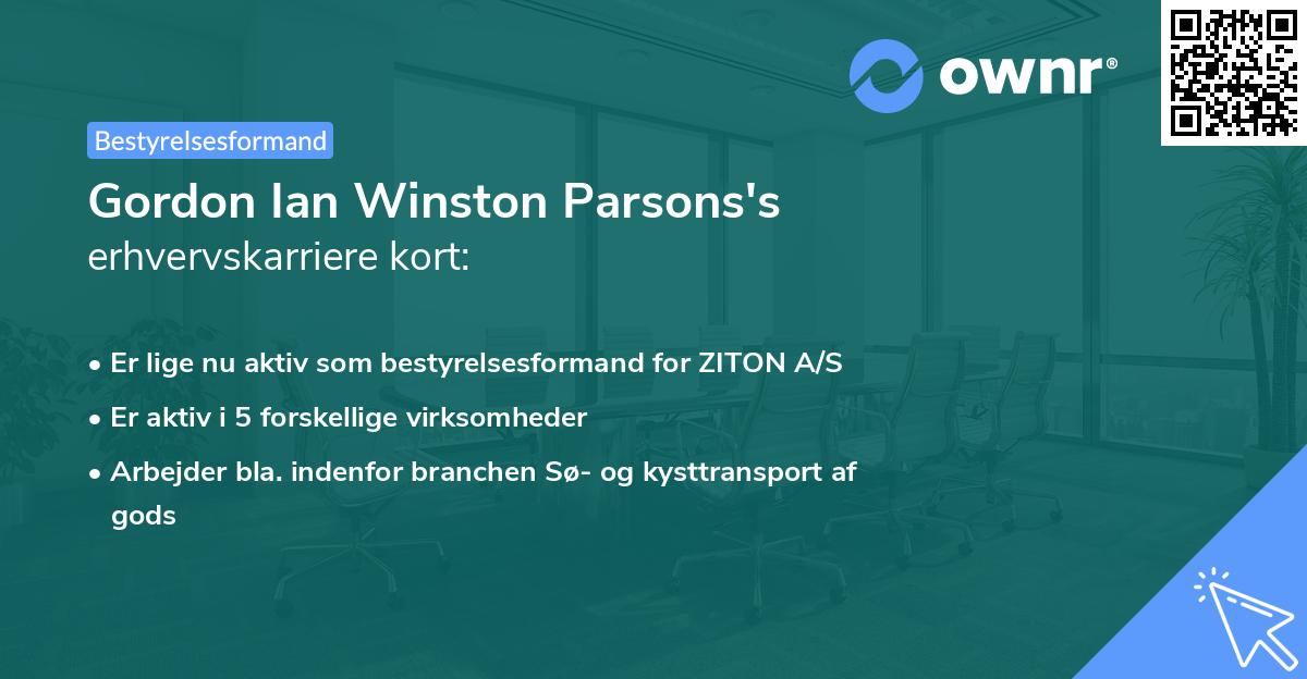 Gordon Ian Winston Parsons's erhvervskarriere kort