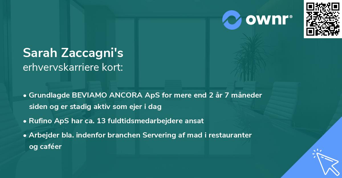 Sarah Zaccagni's erhvervskarriere kort