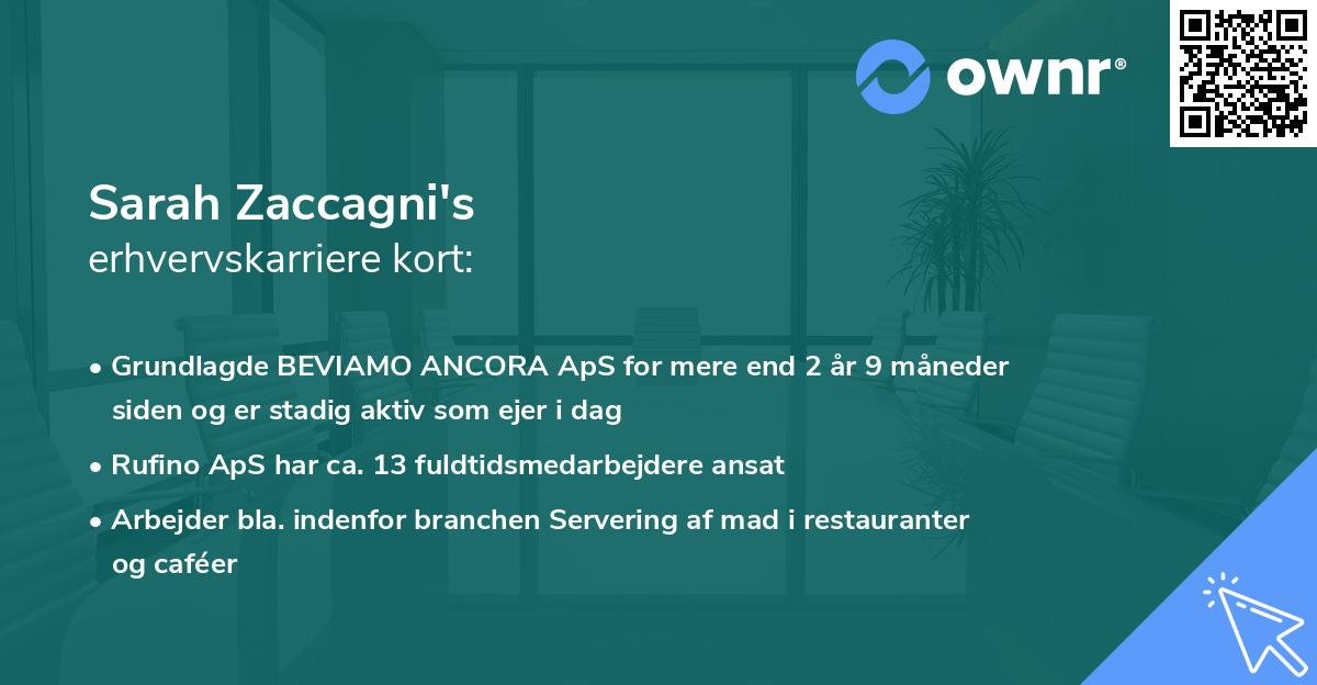 Sarah Zaccagni's erhvervskarriere kort