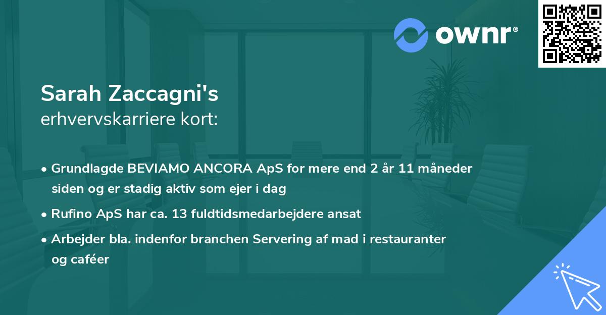 Sarah Zaccagni's erhvervskarriere kort