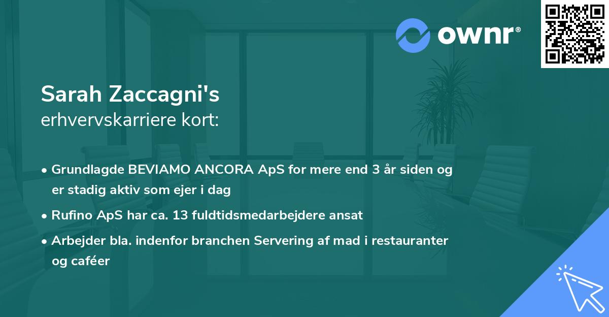 Sarah Zaccagni's erhvervskarriere kort