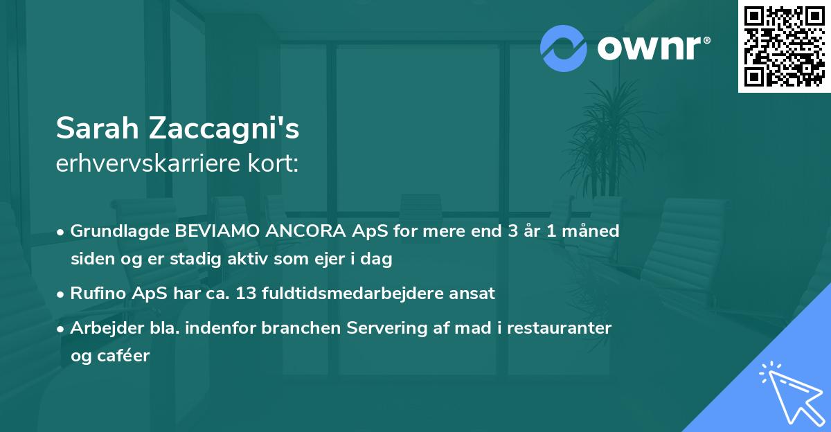 Sarah Zaccagni's erhvervskarriere kort