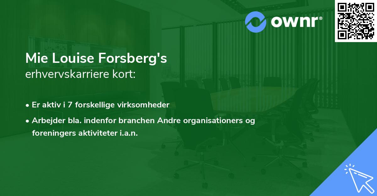 Mie Louise Forsberg's erhvervskarriere kort