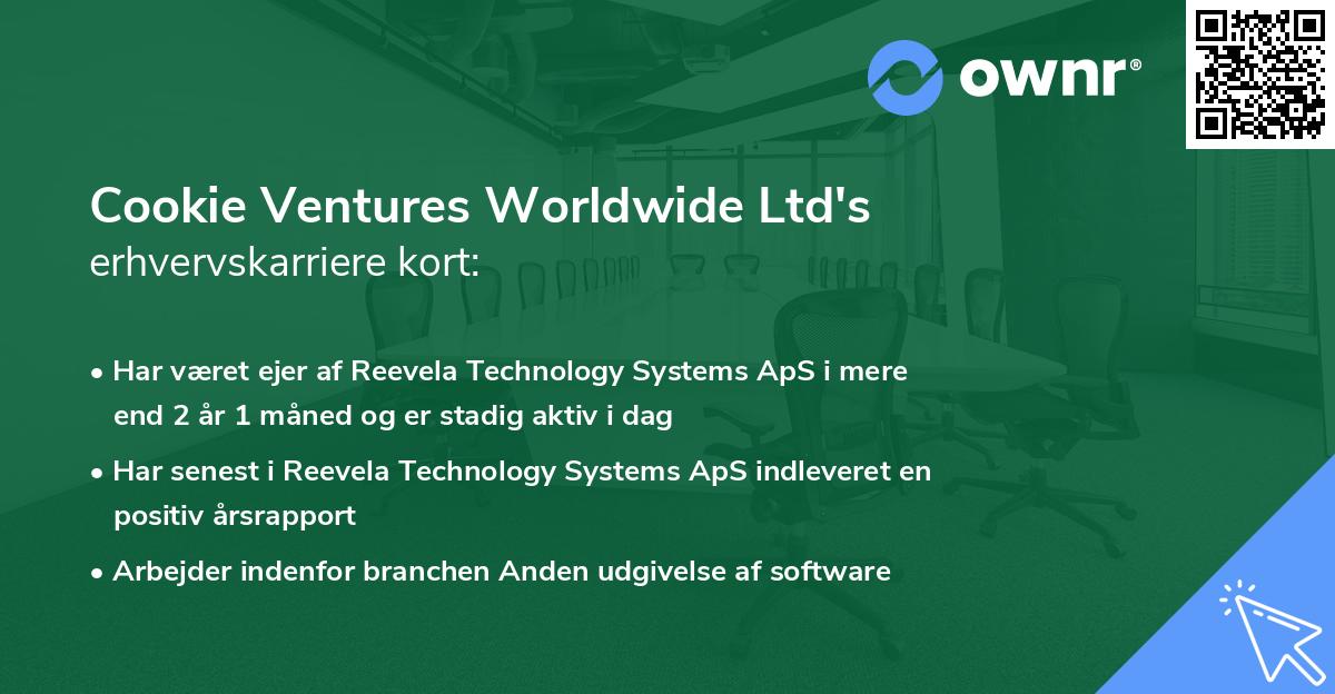 Cookie Ventures Worldwide Ltd's erhvervskarriere kort