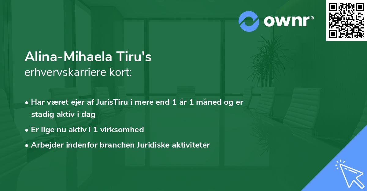 Alina-Mihaela Tiru's erhvervskarriere kort