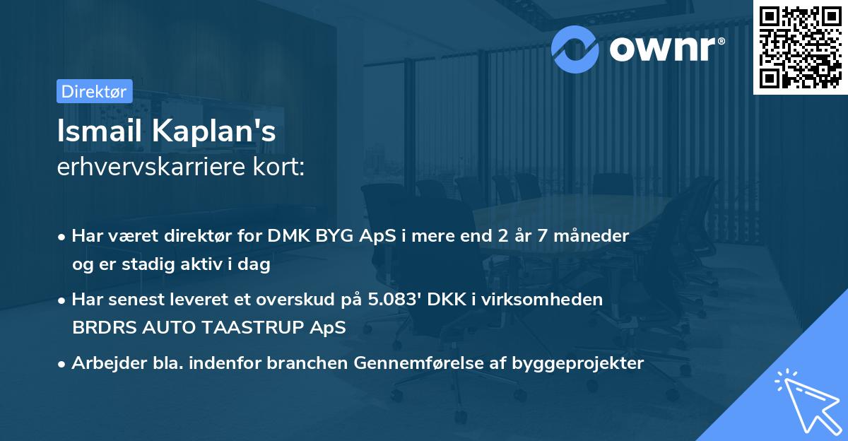 Ismail Kaplan's erhvervskarriere kort