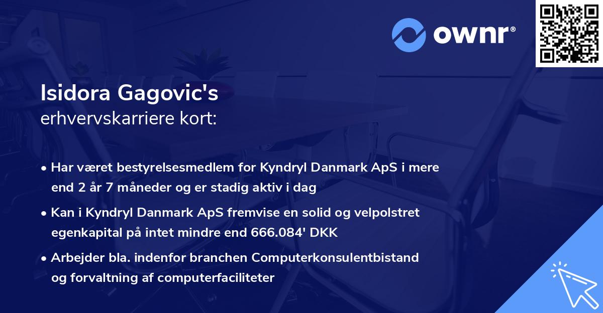 Isidora Gagovic's erhvervskarriere kort