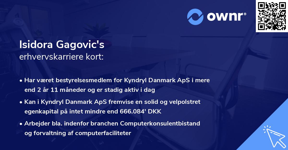 Isidora Gagovic's erhvervskarriere kort