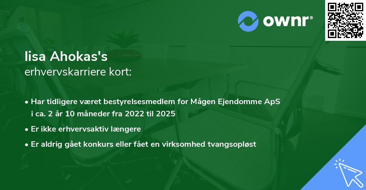 Iisa Ahokas's erhvervskarriere kort