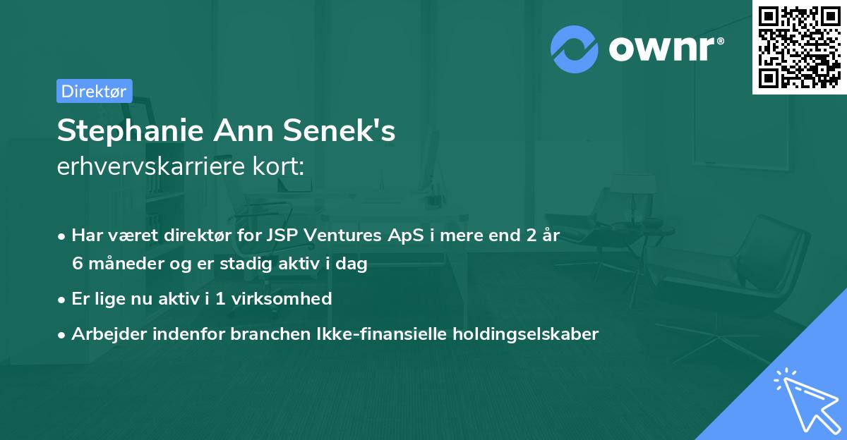 Stephanie Ann Senek's erhvervskarriere kort