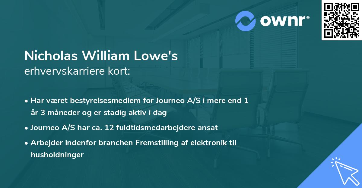 Nicholas William Lowe's erhvervskarriere kort