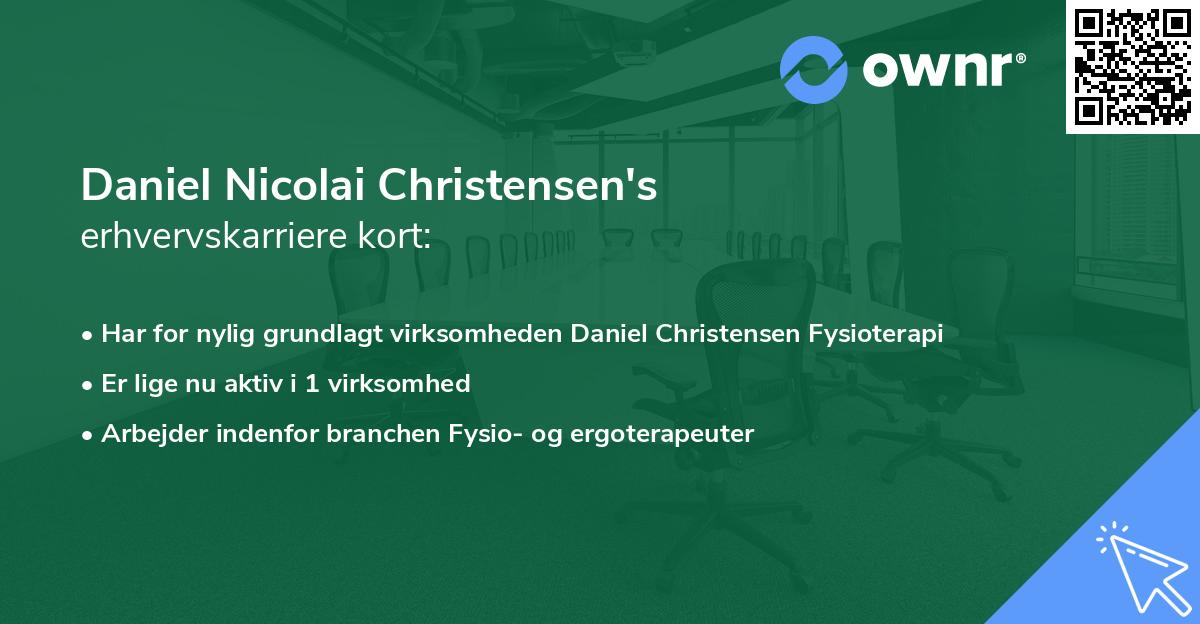 Daniel Nicolai Christensen's erhvervskarriere kort