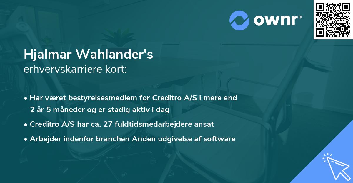 Hjalmar Wahlander's erhvervskarriere kort