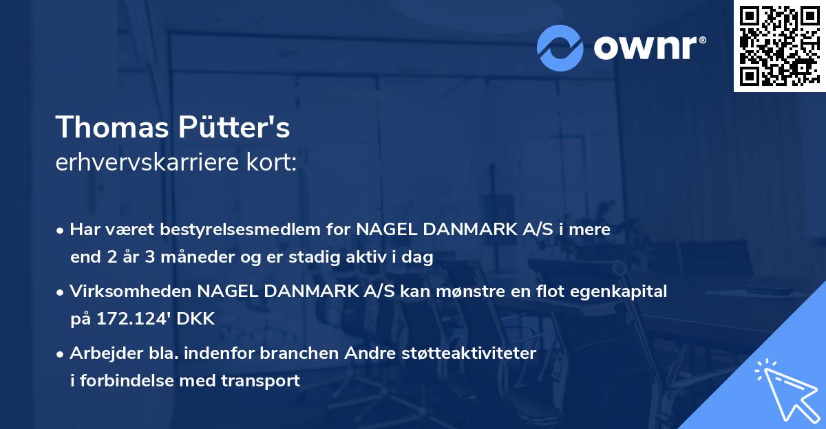 Thomas Pütter's erhvervskarriere kort