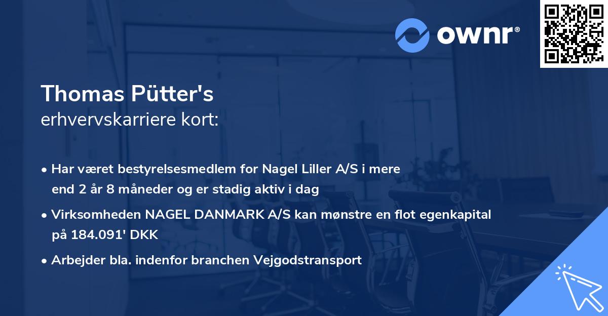 Thomas Pütter's erhvervskarriere kort