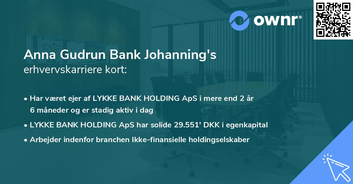 Anna Gudrun Bank Johanning's erhvervskarriere kort