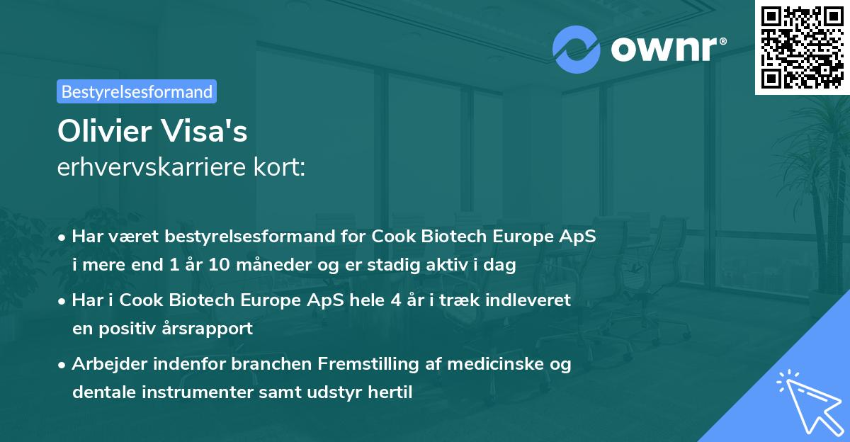 Olivier Visa's erhvervskarriere kort