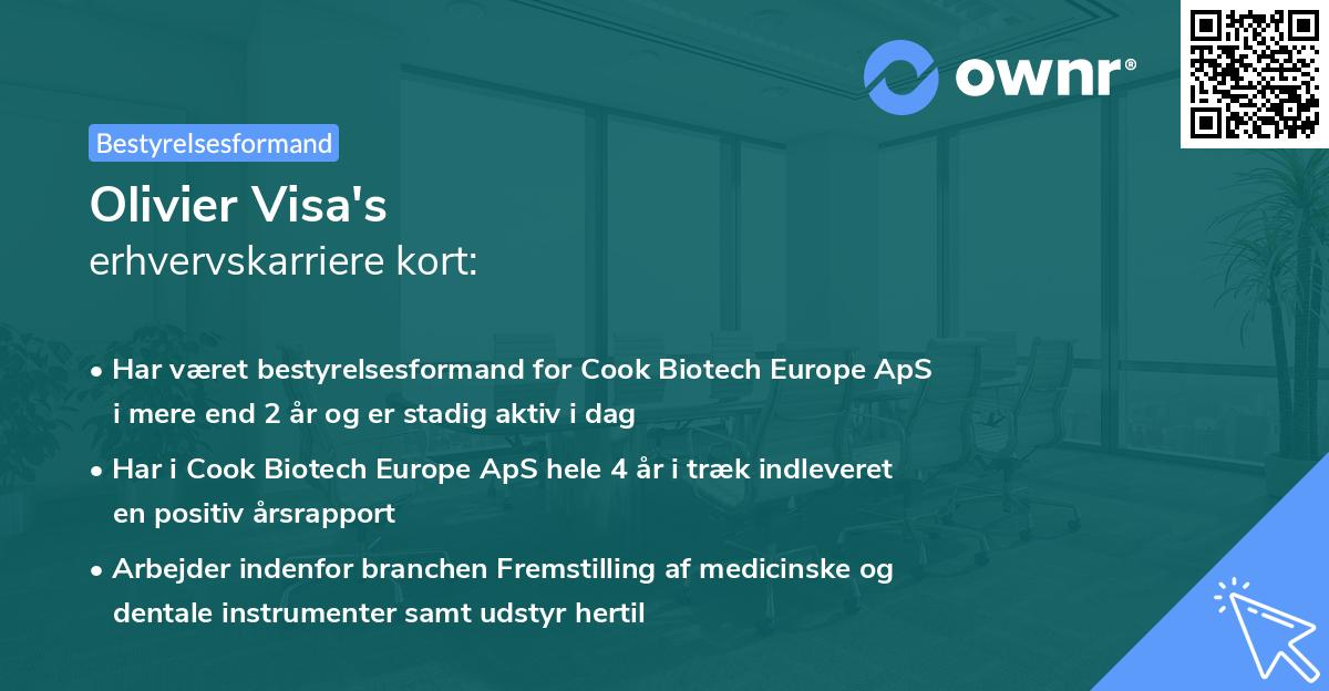 Olivier Visa's erhvervskarriere kort