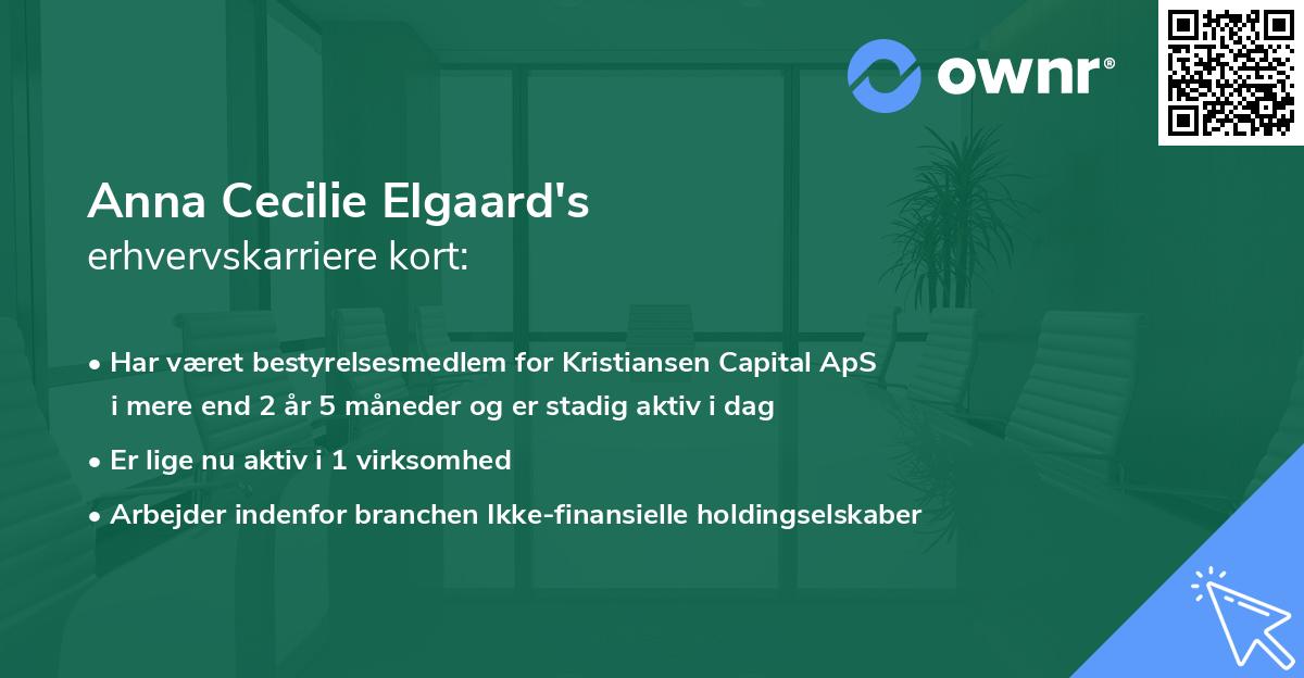 Anna Cecilie Elgaard's erhvervskarriere kort