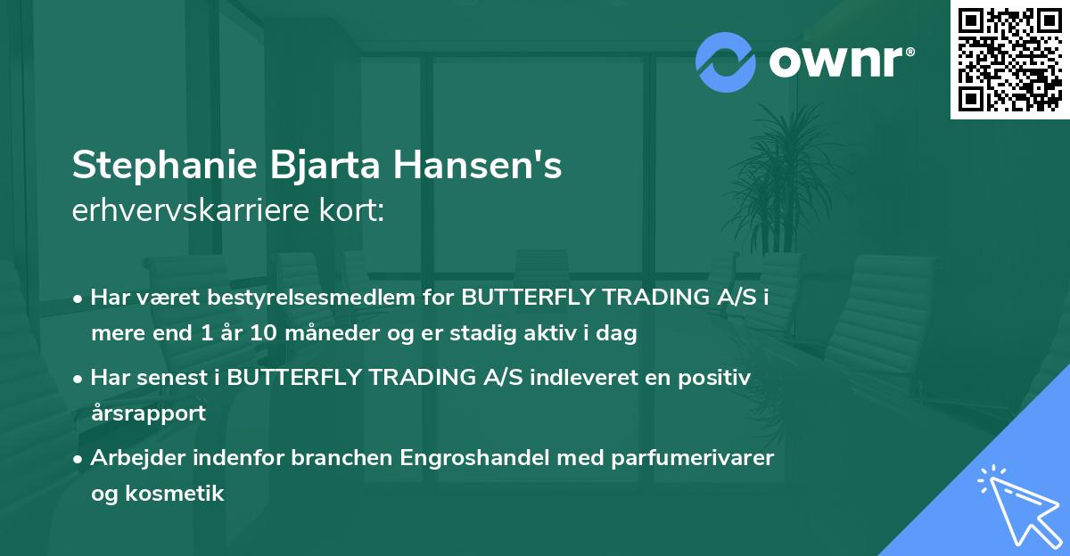 Stephanie Bjarta Hansen's erhvervskarriere kort