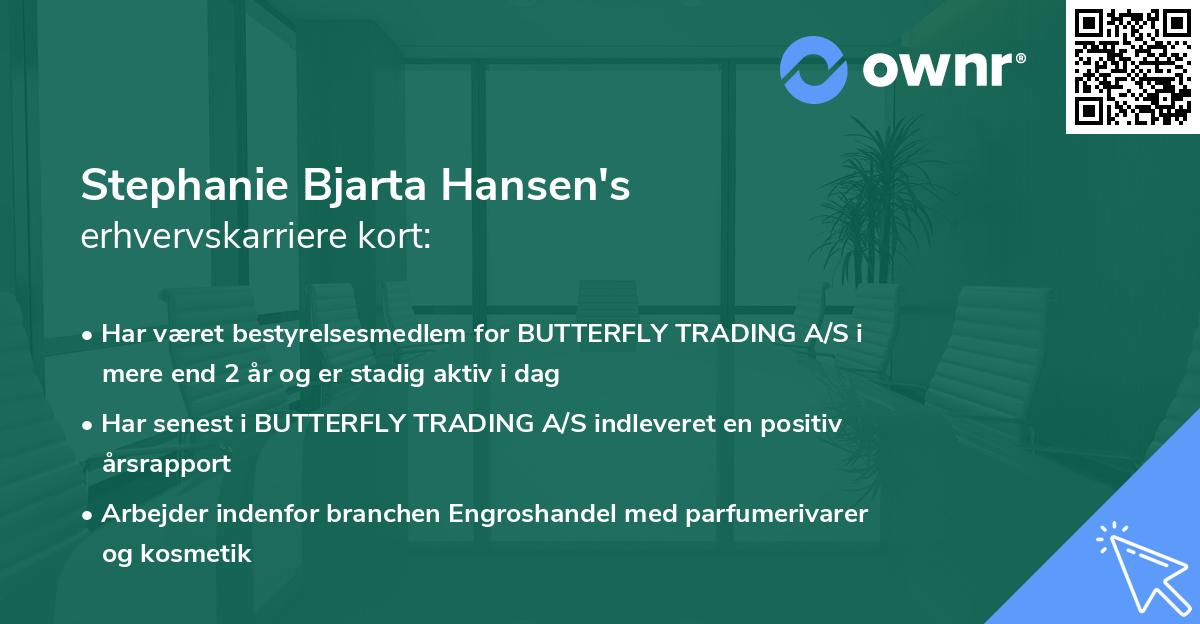 Stephanie Bjarta Hansen's erhvervskarriere kort