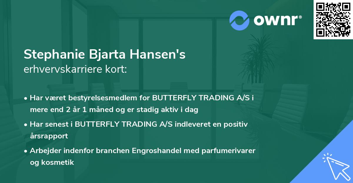 Stephanie Bjarta Hansen's erhvervskarriere kort