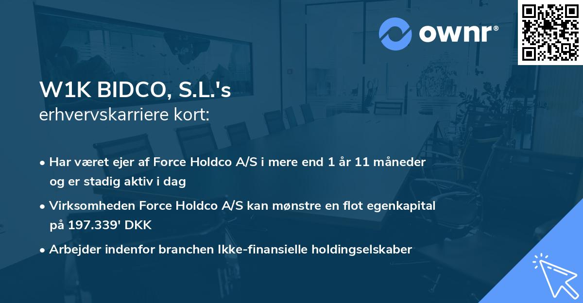 W1K BIDCO, S.L.'s erhvervskarriere kort
