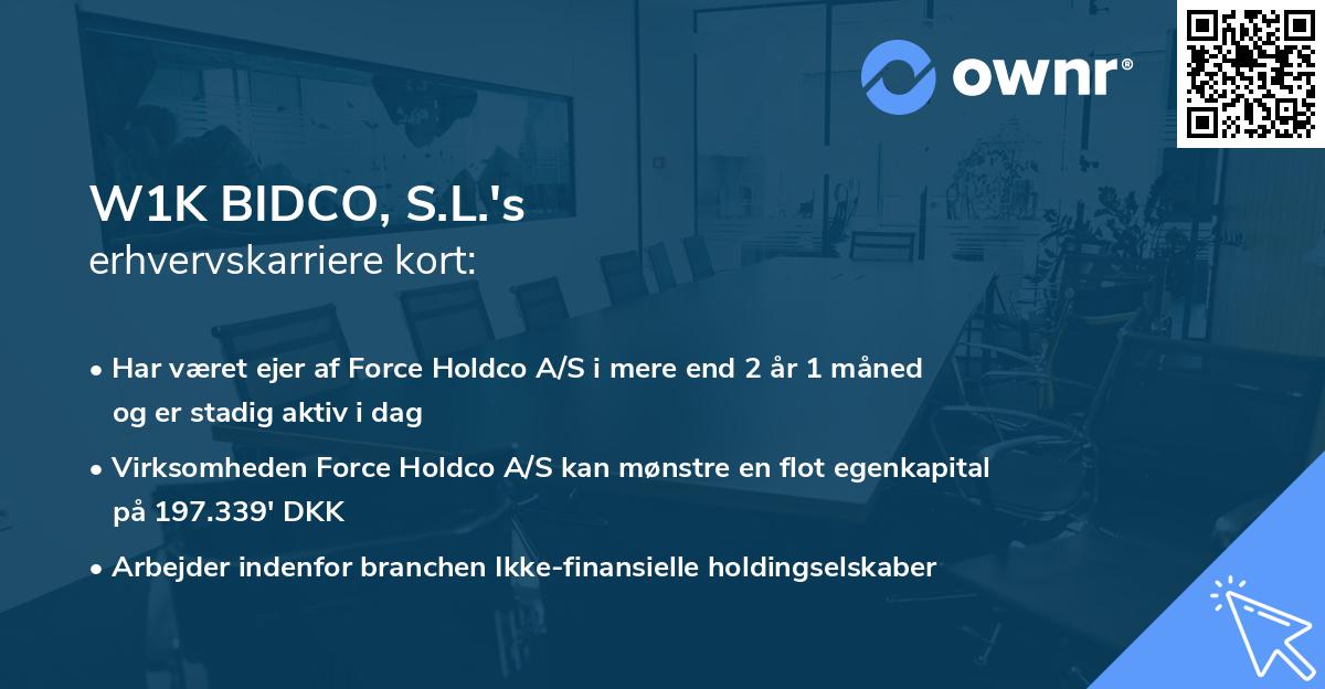 W1K BIDCO, S.L.'s erhvervskarriere kort