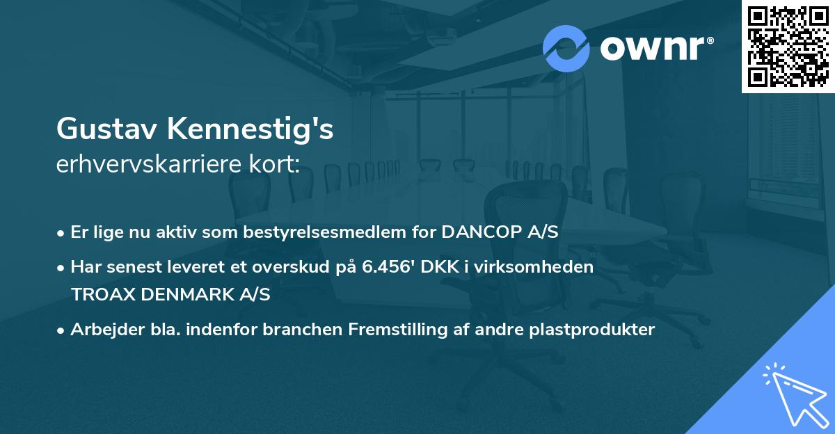 Gustav Kennestig's erhvervskarriere kort